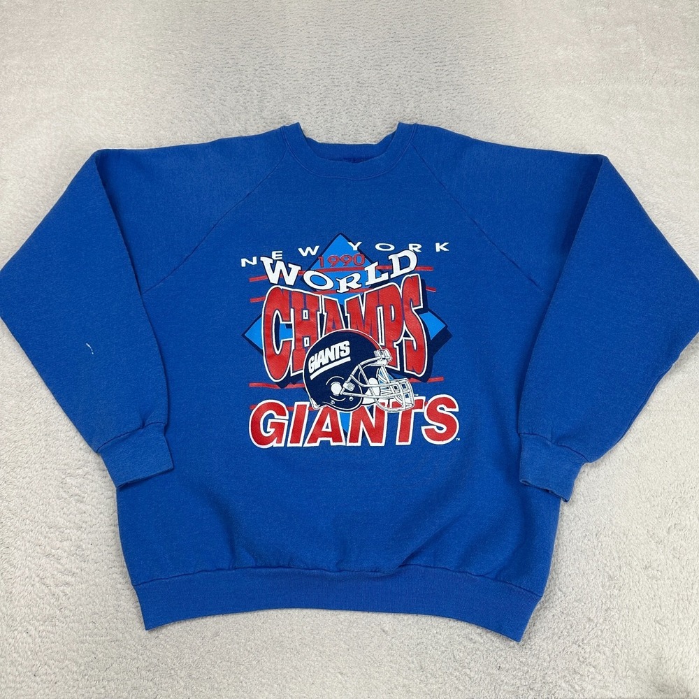 Vtg 1990 New York‎ Giants NFL Football Crewneck Sweater USA Made Sz XL